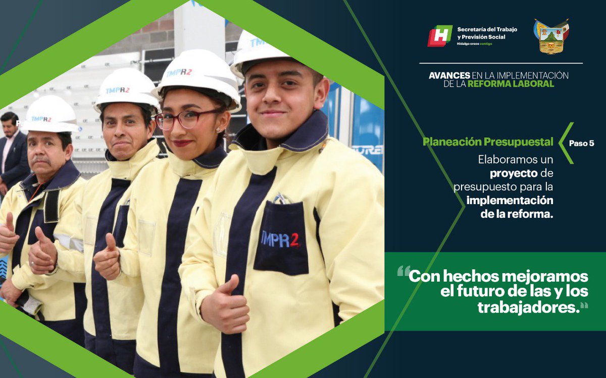 EguiluzTapia's tweet photo. Hidalgo cumple con los 7 pasos establecidos en la Estrategia Nacional para la implementación de la Reforma Laboral. 

#Paso5 Planeación Presupuestal, contamos con este proyecto. 
#ReformaLaboralHidalgo https://t.co/weBQ2mz5h3