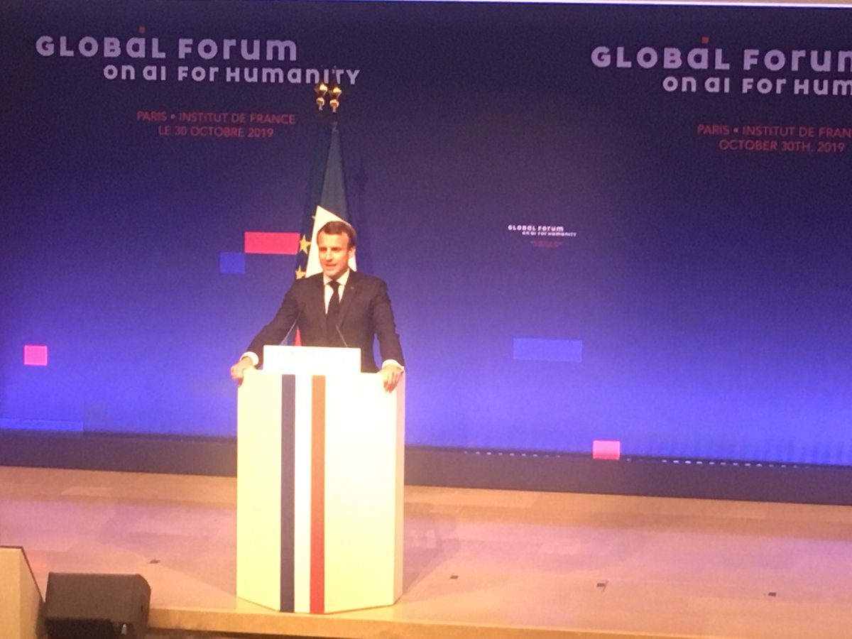 Emmanuel Macron, GFAIH : as we have managed to pool medical data with the Health Data Hub initiative, we will launch new hubs for data sharing in agriculture, logistics, environnement. <a href="/AIForHumanity/">AI For Humanity</a> <a href="/gfaih/">faih GONZALES</a>
