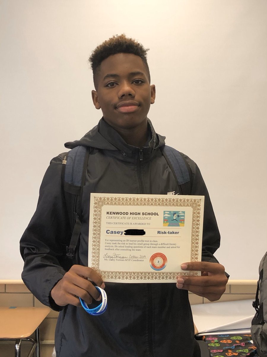 KenwoodMyp's tweet photo. Shout out to our first Learner Profile student of excellence! Ms. Cooper recognized Casey for being a risk-taker as he lead literary analysis and asked leading questions. Want to nominate a student? Check out the MYP newsletter for the link! #Risktaker @BPowell_BCPS @WordGin https://t.co/V36Sz9ZKLH