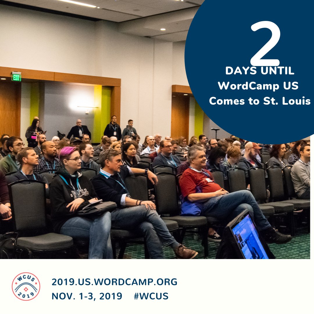 wordcampstl's tweet photo. WordCamp US, the largest WordPress event in North America, is coming to St. Louis Nov 1-3. $50 for three days of speakers, workshops, networking, and more. Tell a friend! https://t.co/NvxfDTzHVa
#STL #StLouis #WCUS https://t.co/UVOTksbbju