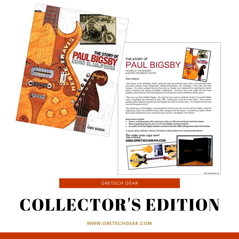 GretschGear's tweet image. The untold story of Paul Bigsby is documented for the first time in this well-illustrated coffee table book with over 300 color and black-and-white photos. Includes an audio CD.

gretschgear.com/collections/bo…

#gretsch #wearegretsch #paulbigsby #collectorsedition