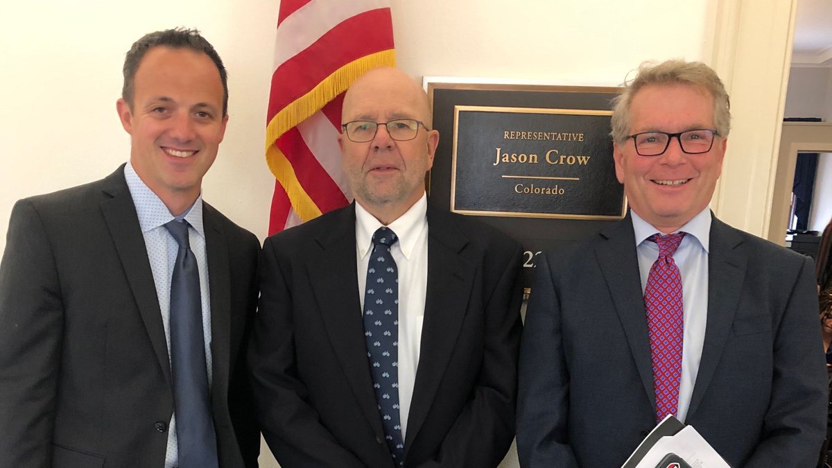 peopleforbikes's tweet photo. Gary + Adam from @QualityBike and Bernard from @stagescycling met with @RepJasonCrow to talk about bike business and infrastructure in Colorado and beyond. Thanks for chatting with us, Congressman! #PFBinDC https://t.co/HP6nzyVQXm