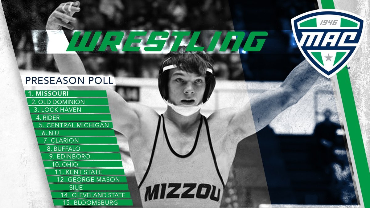 MACSports's tweet photo. JUST IN: Seven-time defending MAC Champion
@MizzouWrestling has been selected first in the MAC Preseason Coaches Poll.
⏩ https://t.co/Qy7pRZBRUE
#TigerSyle | #MACtion https://t.co/cLiSVTsGEF