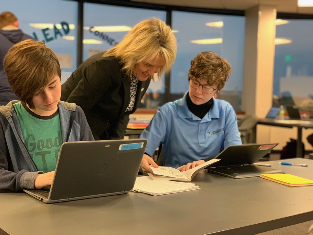 StanleyRyank's tweet photo. We were honored to host @MargieVandeven at @ParkHillLEAD this am and share our journey with her. Thank you for your time and visionary leadership for the students of our state Commissioner Vandeven. #phproud #LEADlearns @cowherdj @DrDial https://t.co/ySgCdHmeDr