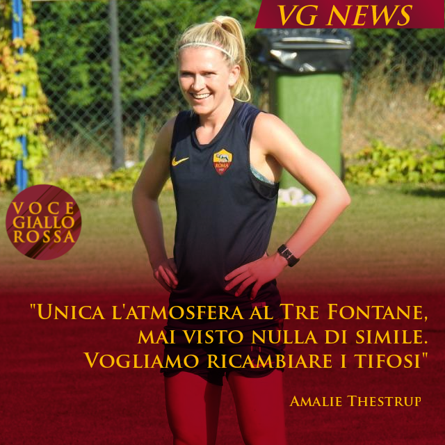 VoceGiallorossa's tweet photo. 🗣 @ASRomaFemminile, @amaliethestrup: "Unica l'atmosfera al Tre Fontane, mai visto nulla di simile"
👇🏻 Qui per le dichiarazioni integrali
#ASRoma #Thestrup
https://t.co/6w2KXJR5w7 https://t.co/RlmoOWM1RJ