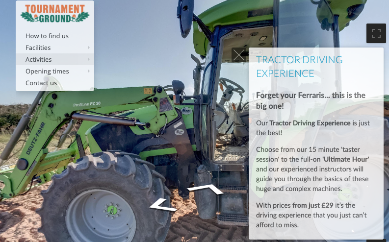 markleesdigital's tweet image. Finishing touches going into an immersive #VirtualTour for our friends at The Tournament Ground.

If you ever wanted to drive a real life tractor you just have to check this place out.