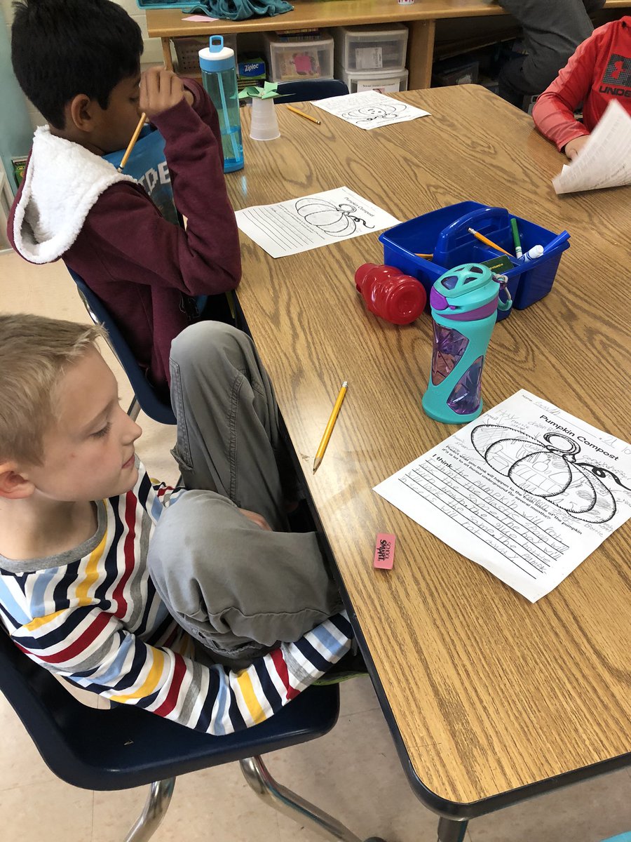 Pumpkin compost: today we filled a pumpkin with trash and buried it! We will dig it up in April and see what we find.  Will the pumpkin and trash decompose?  These scientists had some great predictions!