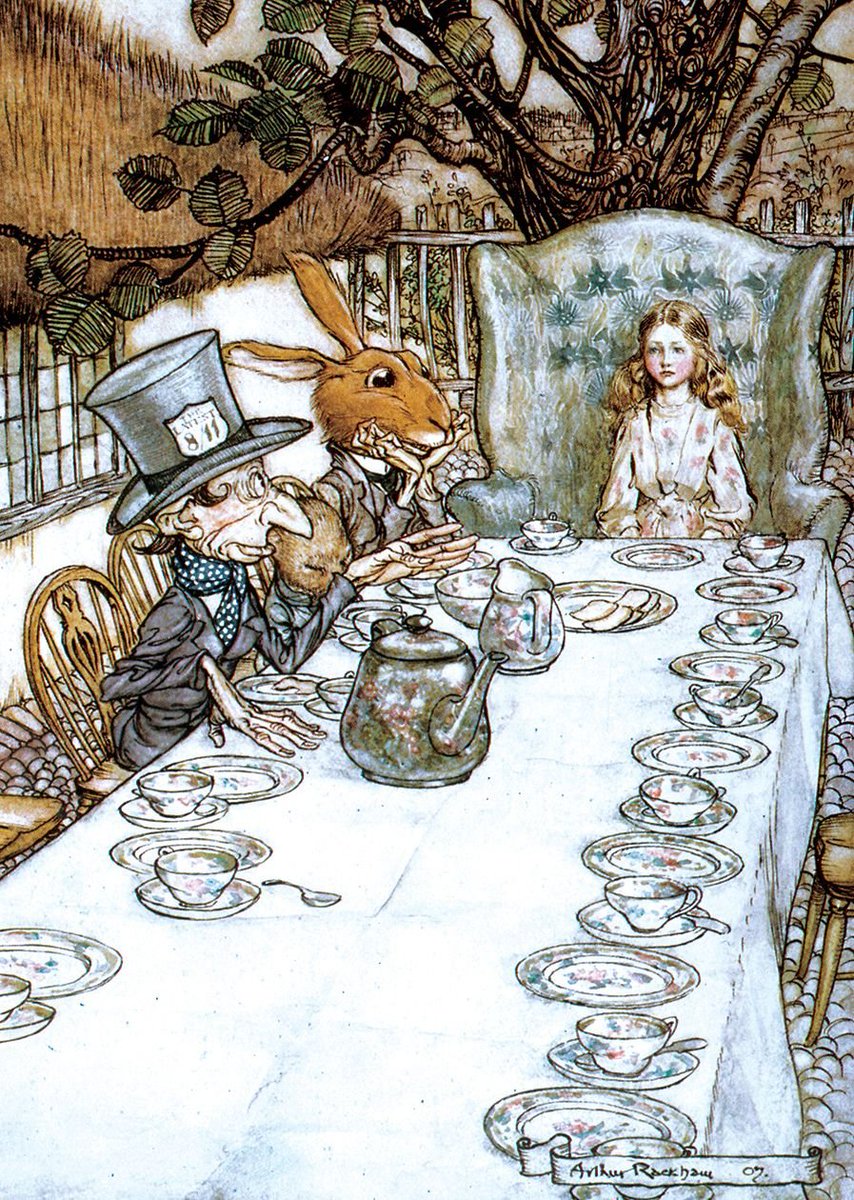 poppymoppet's tweet photo. That tea party, illustration by Arthur Rackham. 🎩 https://t.co/IfdWBdR61c