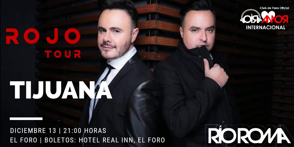 OirAmorBC's tweet photo. 💥 El #RojoTour llega a Tijuana 💥
@RioRomamx se estará presentando en #ElForo el próximo 13 de diciembre a partir de las 21:00 horas
Boletos en Taquillas: Hotel Real Inn, El Foro https://t.co/ODdLXMbYWX
