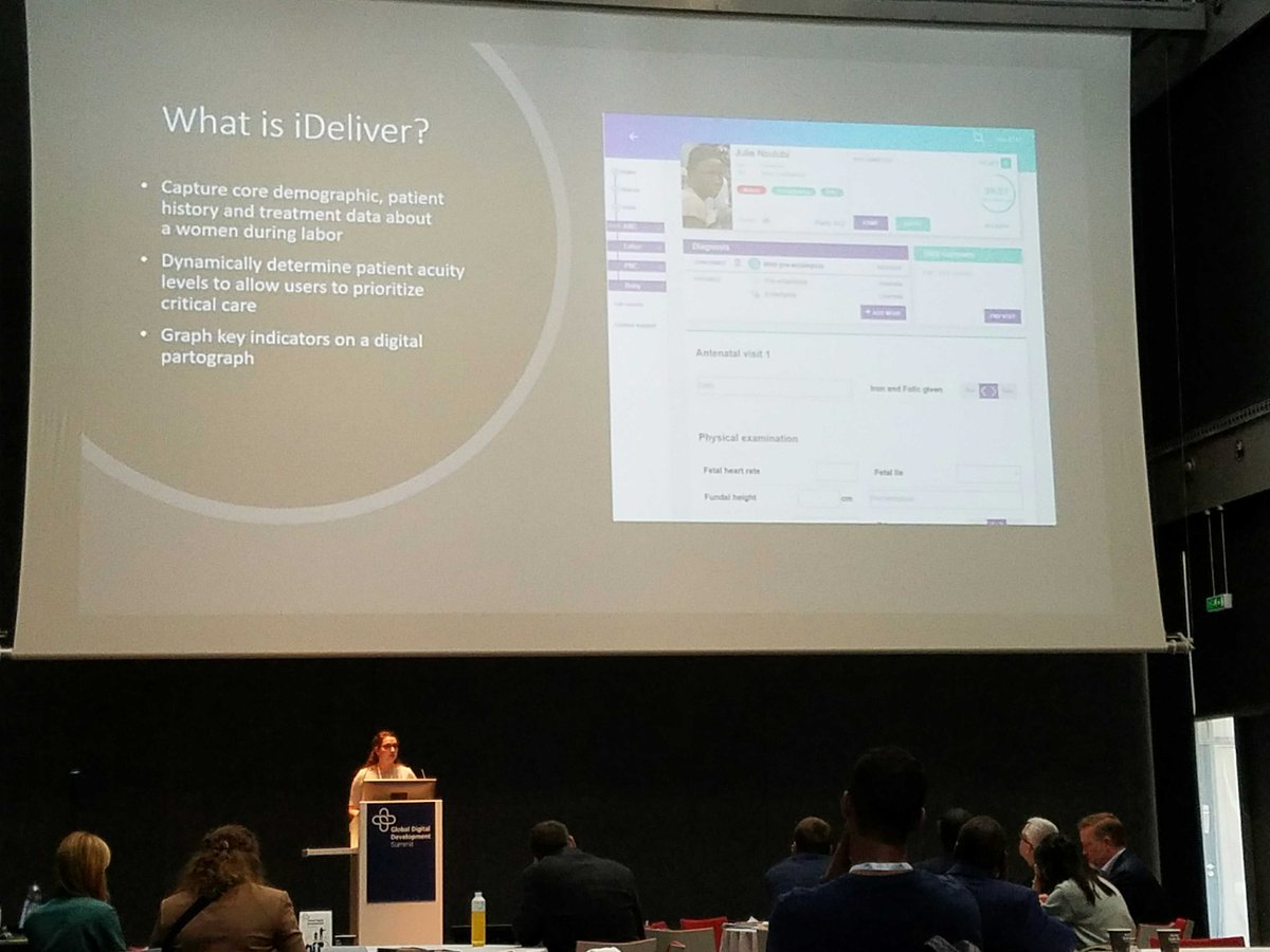 Mary Rocheleau presenting iDeliver at the GDD Summit in Geneva yesterday! #GDDSummit 
Have you heard of iDeliver?   iDeliver is a mobile digital, point-of-care tool for skilled birth attendants in low resource settings to help improve the quality of maternity care!