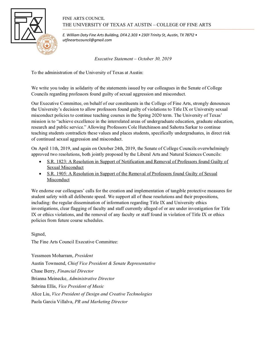 UT Fine Arts Council tweet media