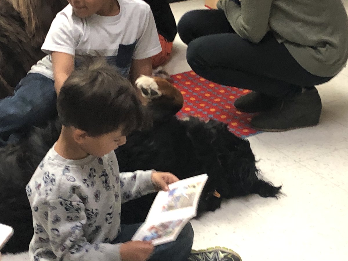godbold7545's tweet photo. We really enjoyed reading to the dogs today. Thank you so much Ms. Carla for  visiting. https://t.co/bn3Vv5S4Hh