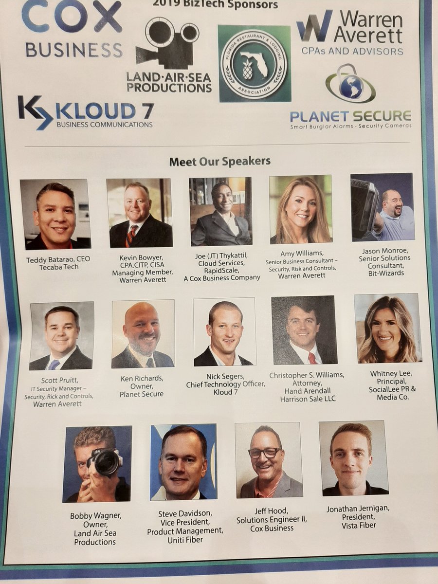 OneOkaloosa's tweet photo. Attending @DestinChamber BizTech Summit @TheHendersonFL today! #tech #CyberSecurity #siliconbeach #Tecmen https://t.co/OE8F5XghlO