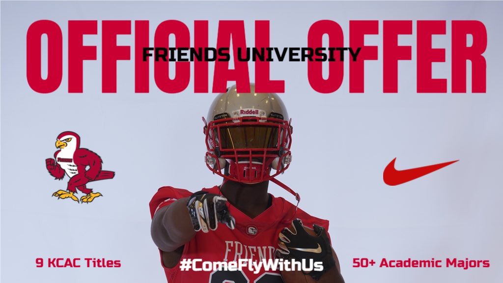 I'm blessed to have received my first offer from Friends University. Thank you <a href="/PIAthletes/">Coach James Tabor</a> for this opportunity! @FriendsGridiron #RollFalconsRoll
<a href="/ZebraFootball14/">Lincoln HS Football</a> <a href="/SacBee_JoeD/">Joe Davidson</a> <a href="/cameronsalerno1/">Cameron Salerno</a>