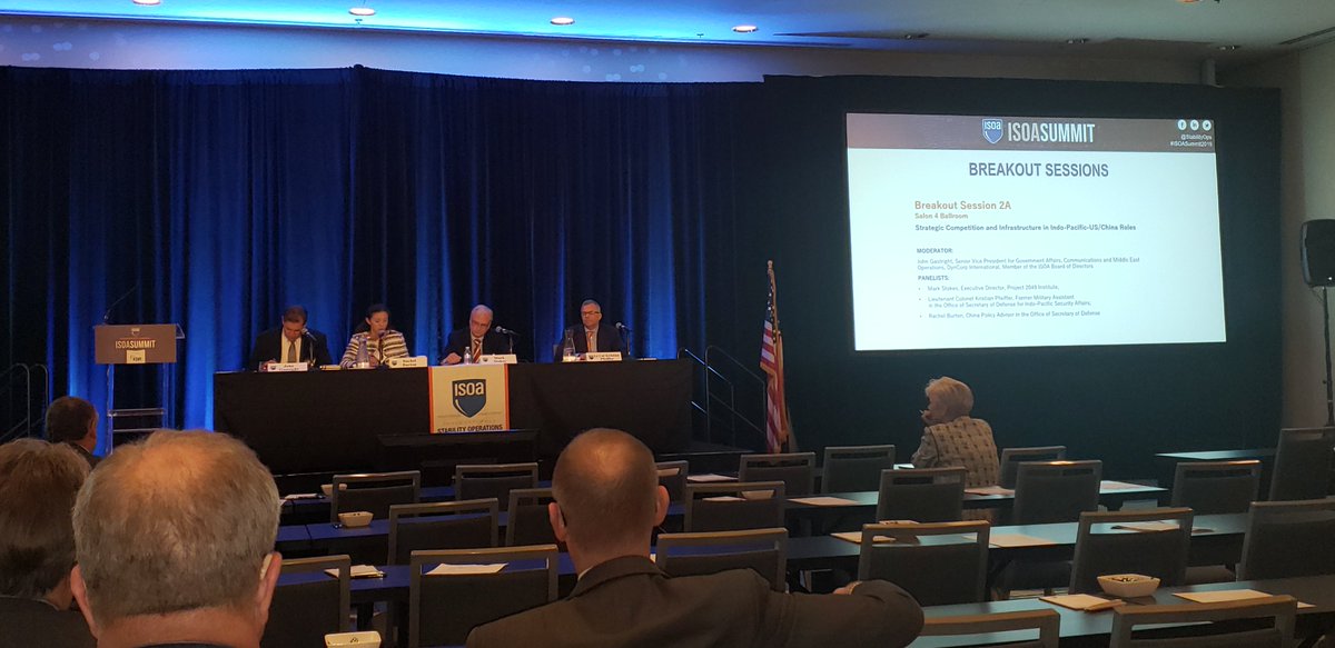 Hoosier84's tweet photo. Day 2 of #ISOAsummit2019, John Gastright of @DynCorpIntl moderates breakout panel on Strategic competition & Infrastructure in #IndoPacific US/#China/#Russia Roles. @StabilityOps #StabOps #BaseSupport #ContingencyContracting #Japan #Philippines #Singapore #India #SpratlyIslands https://t.co/EDRxyBiQtO
