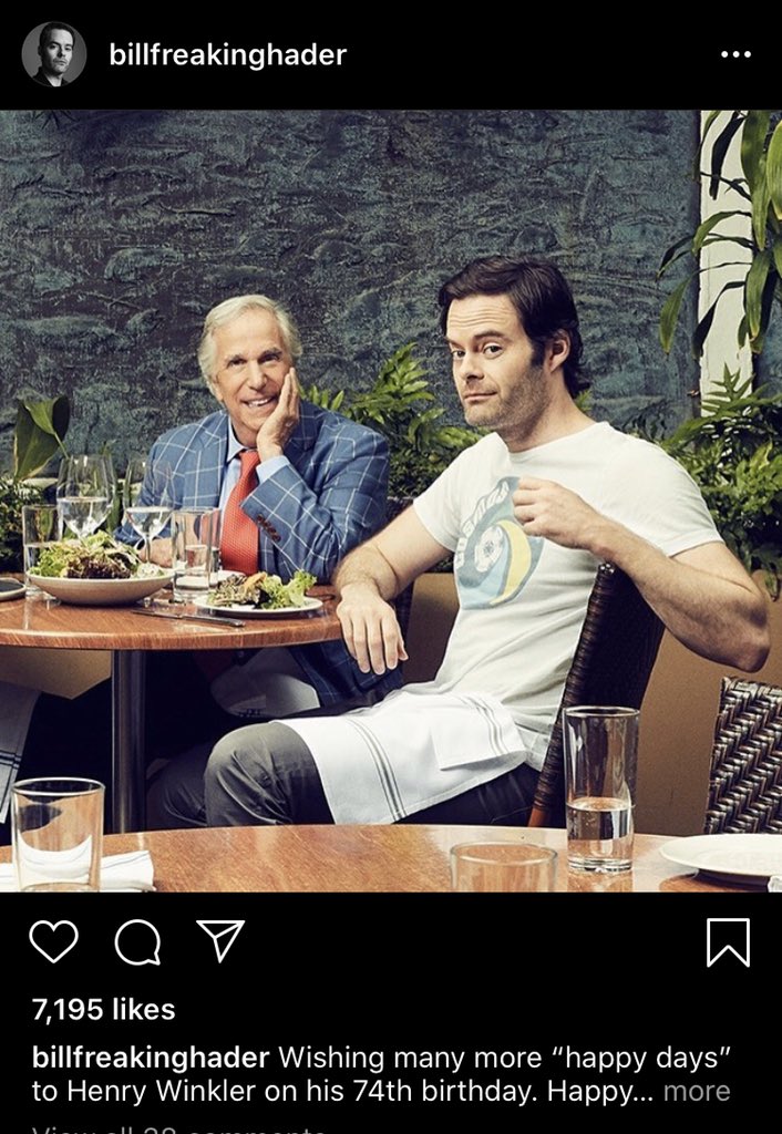 Happy birthday Henry Winkler. 
Watching him (& Bill Hader) in the award winning . Phenomenal !! 