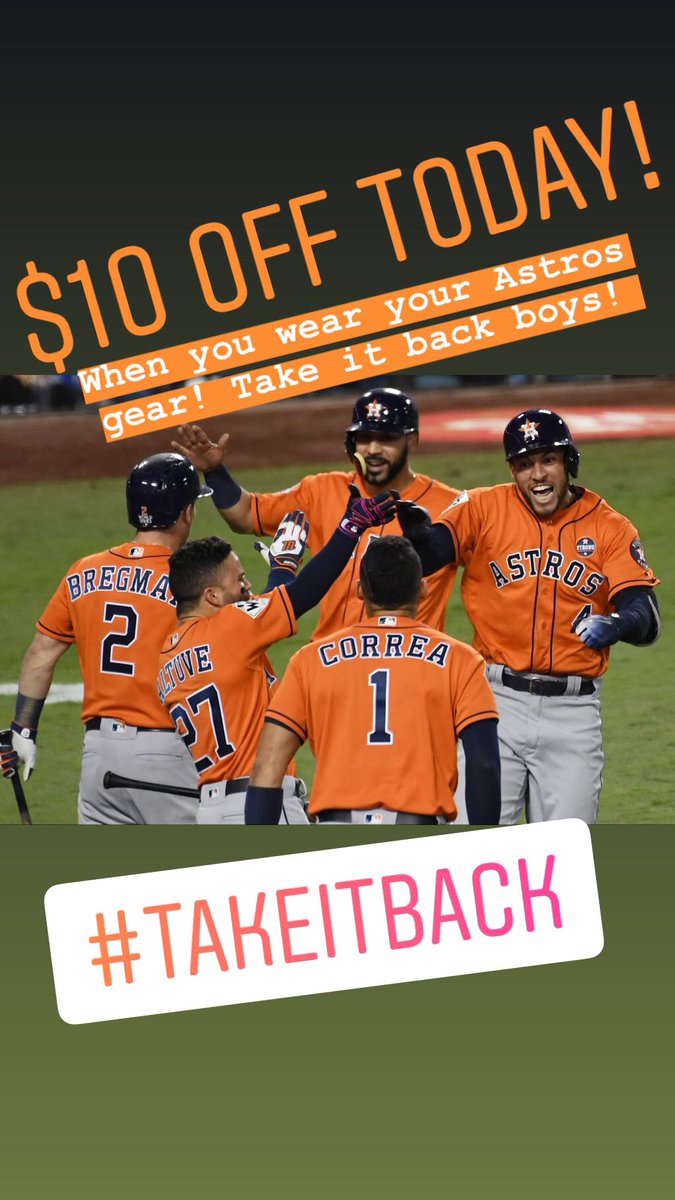 We are READY to TAKE IT BACK! $10 off a blow out today when you’re in your Astros gear! Call, text or book online. #takeitback 🧡💙🧡💙 
#astros #worldseries #htown #houston #htown #thewoodlands #minutemaidpark #stros