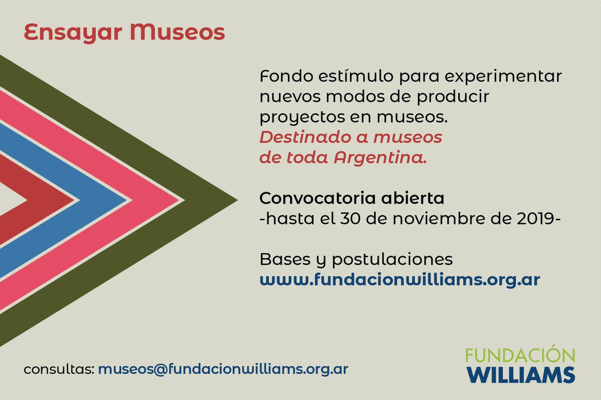 rantific45's tweet photo. Convocatoria abierta para museos! 
Exhibir | Públicos | Colaboración
+info: https://t.co/THG6cH2mjQ
#fwilliams hasta el 30 de noviembre https://t.co/vRKoHruMVY