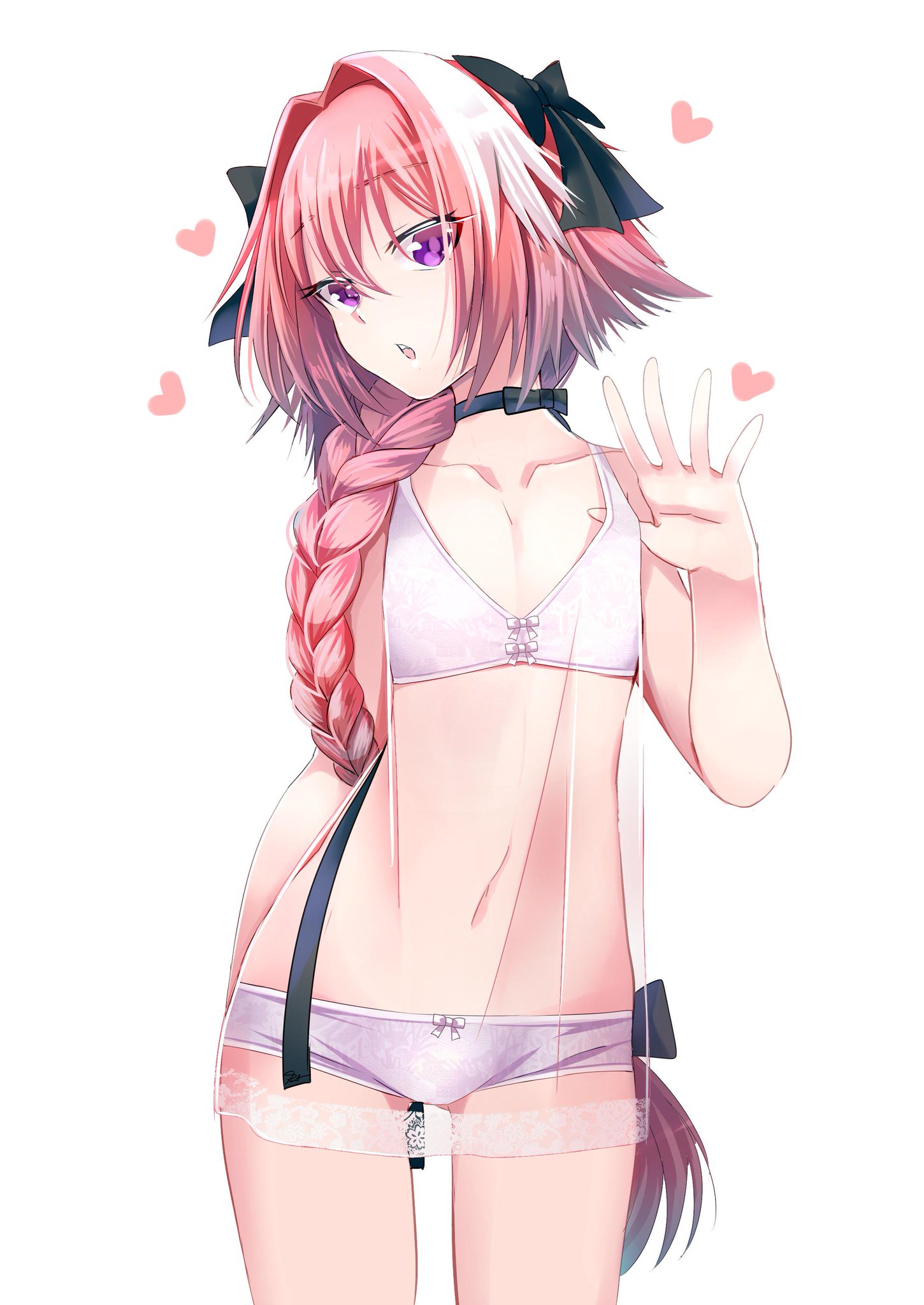 Wooshi on Twitter: "#astolfo #ecchi #bulge #panties #kneesocks #linger...