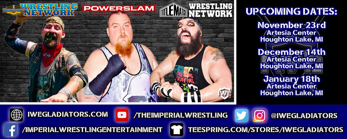 iwegladiators's tweet photo. **upcoming show dates #update** January show previously posted as January 19th, corrected to show Saturday, January 18th. #BattleZoneTV #IWEStrong #ExperienceTheDifference https://t.co/NZR2o7Kdj3