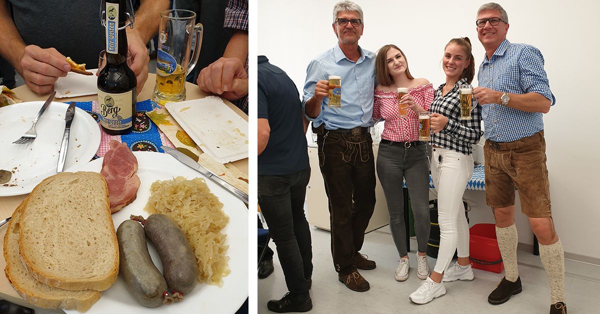 VIAVIGermany's tweet photo. Bei VIAVI Solutions in Eningen feierten kürzlich 130 Mitarbeiter das traditionelle Oktoberfest mit Schlachtplatte, Zwiebelkuchen und Fassbier. 

Für die außerordentlich guten Leistungen im letzten Quartal lud die Geschäftsführung ein und bedankte sich für den Einsatz.😊 https://t.co/JFMV7B4gy6