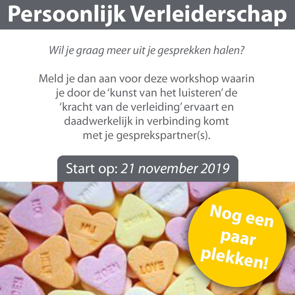 Nog een beperkt aantal plaatsen beschikbaar!!!
Werk jij in de regio West-Brabant? Wil je graag meer uit je gesprekken halen? Meld je aan voor de training 'Egostrippen - Persoonlijk Verleiderschap' op donderdag 21 november:
werkeninwestbrabant.nl/academie/diens…