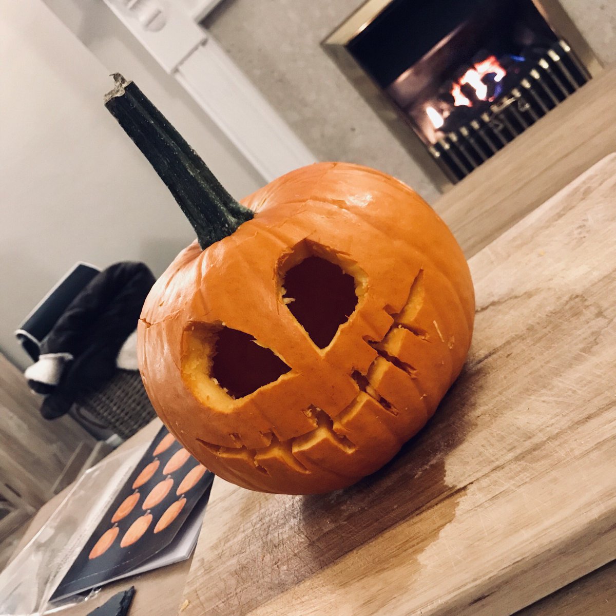 Yay! My first home made pumpkin 🎃 we ready for the little monsters 🎃 #trickortreat