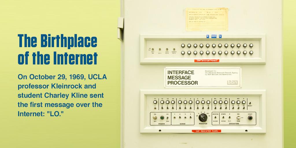 TaraMBannister's tweet photo. Happy 50th birthday to the internet🎂

The internet was born on October 29, 1969 at UCLA

It's changed everything about our lives... and it's the best thing to ever come out of UCLA (says this USC Trojan✌🏻)

#innovation
#entrepreneur
#WednesdayThoughts
#Internet
#Internet50 https://t.co/Ot9tGUnIld