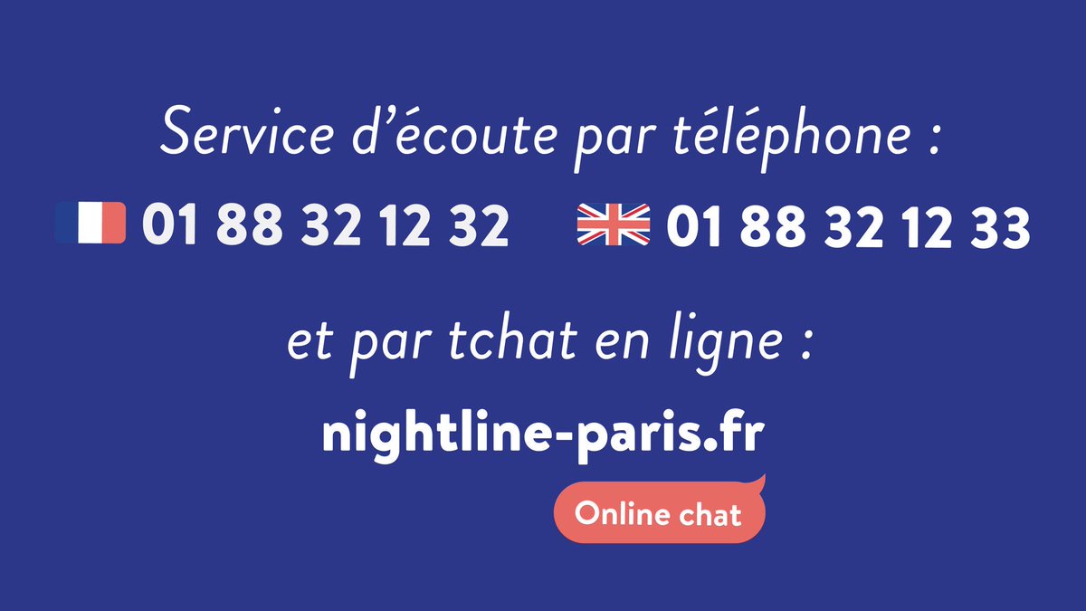 cccchfr's tweet image. C'est peu connu alors que ça devrait l'être : Nightline est une association gérée par des étudiants bénévoles qui sont à votre écoute si vous souhaitez vous confier anonymement, et sans vous faire juger.
Vous avec le DROIT de ne pas être bien, alors n'hésitez pas !! 👇