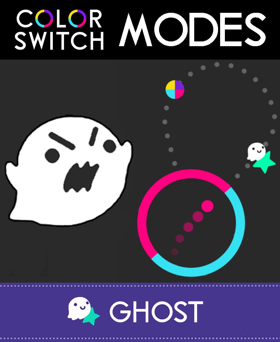 ColorSwitch's tweet image. &quot;Big Ghostie&quot;
Appears when you take Ghostie&apos;s star.
Don&apos;t be afraid of Big Ghostie.
#colorswitch #colorswitchmodes #bigghostie #Halloween