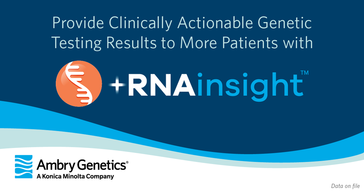 AmbryGenetics's tweet photo. Why add +RNAinsight to your next hereditary cancer panel order?
1) To find more genetic mutations
2) Decrease VUS rates in real-time
3) Provide more accurate results to patients
Learn more today: https://t.co/jOJKSkCIej
#RNAgenetictesting #BeyondDNA #WhyRNA https://t.co/fAHeohPFq5
