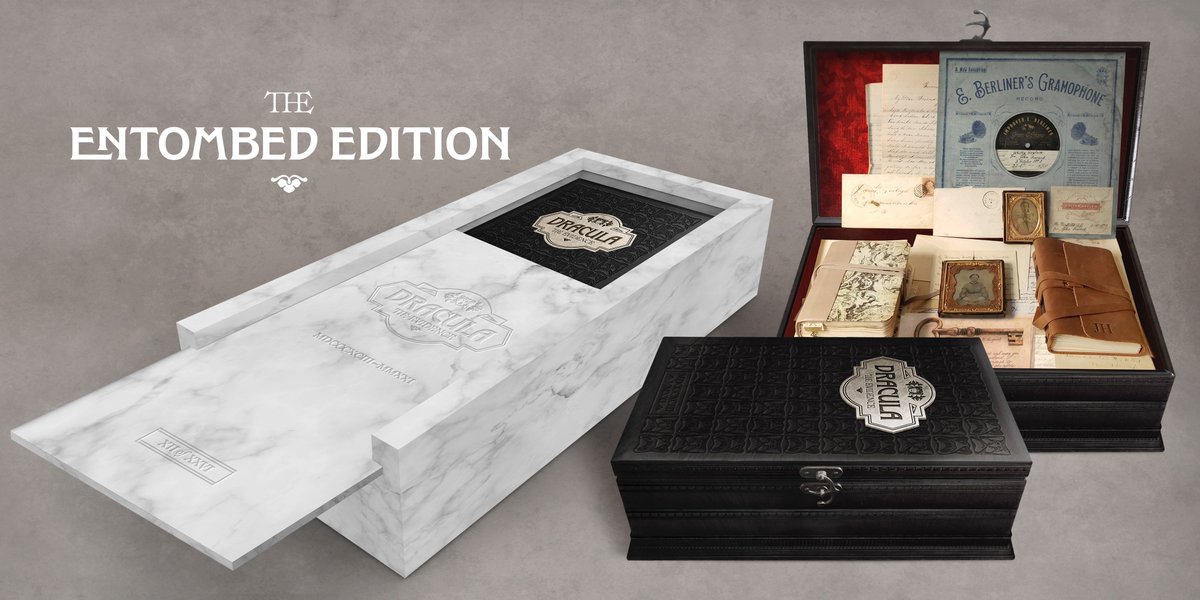 Headcase_Design's tweet image. This is a @kickstarter we’re designing: #Dracula as an interactive experience told via letters, maps, records &amp;amp; more. Gratefully, we’ve reached our goal! These are early comps—design will evolve, lots more included than what’s seen here. #printisundead
kickstarter.com/projects/beehi…