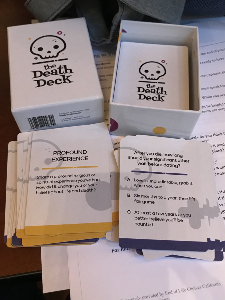 JaneLam_SW's tweet photo. #TheDeathDeck, looks like a good game to start talking about #EndOfLife options with seniors! 😲🤔
https://t.co/pWQ8NhABeb

Wonder if anyone has used it before? How is it? 🤨🧐 https://t.co/67FFQcMMrm