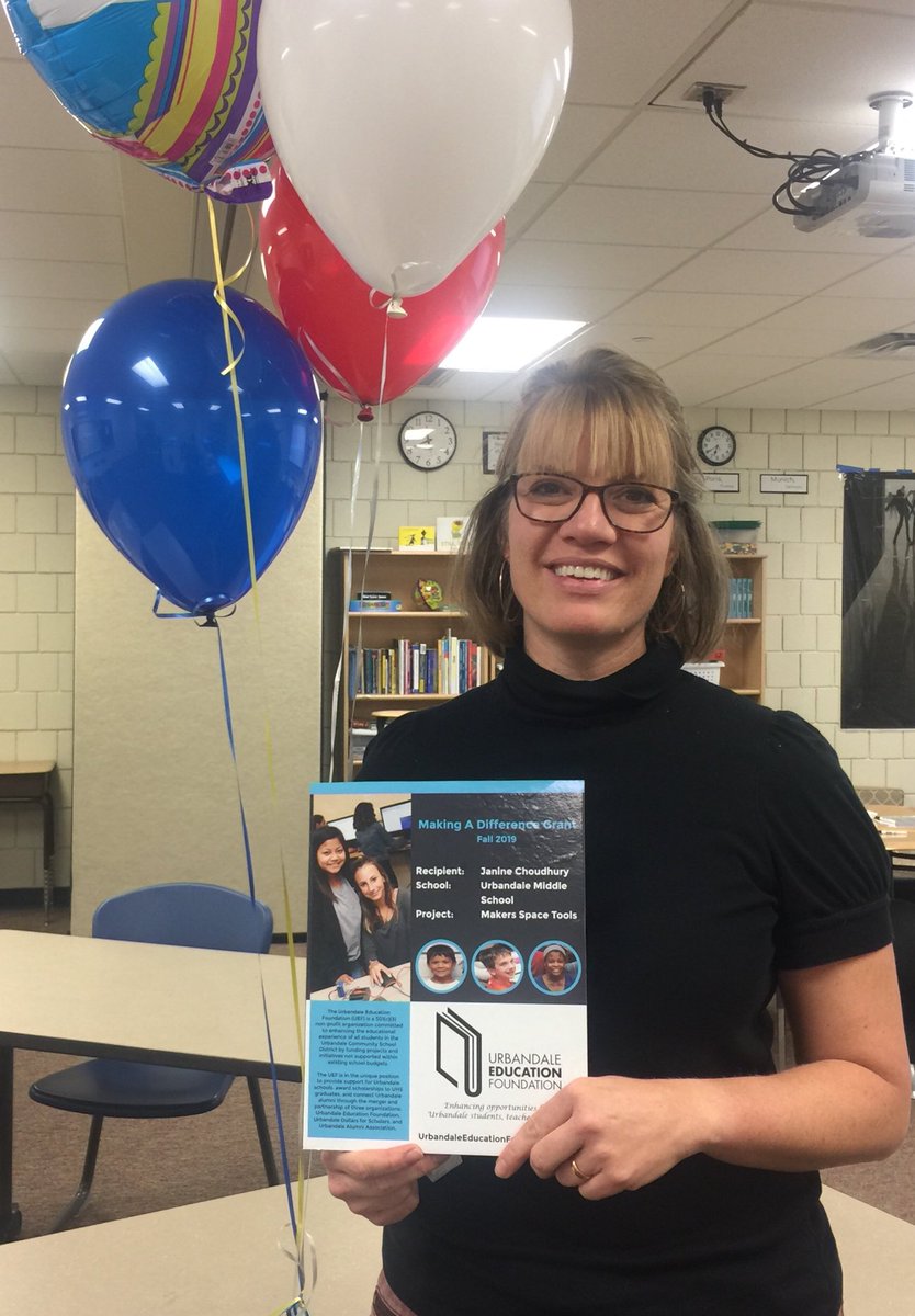 choudhuryj12's tweet photo. Thanks Urbandale Education Foundation! My students are so excited about the Maker Space materials! @supportUCSD #supportingU https://t.co/s4GOFV2qT3