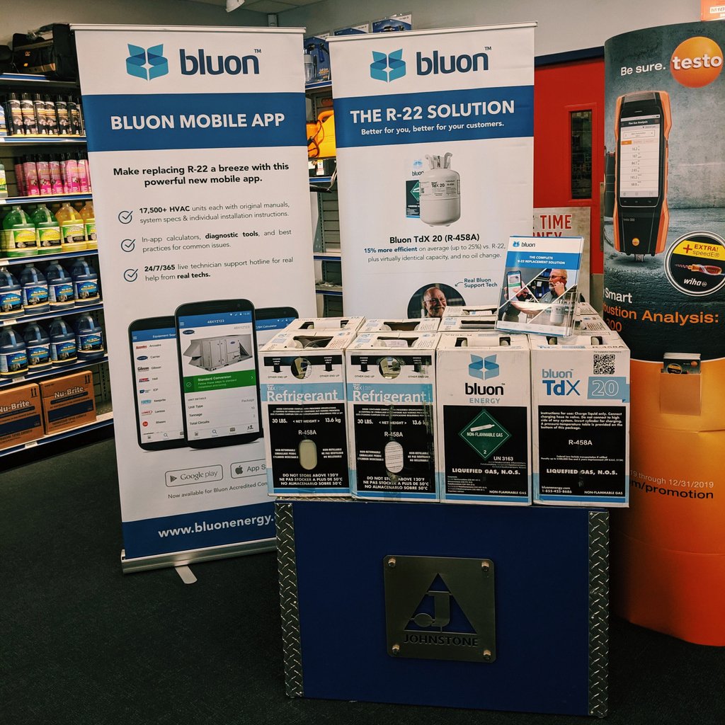 Need a real solution to the increasing price of R-22? Get Bluon TdX 20 instead. Available at Johnstone Supply Waltham Group in Massachusetts! Check out their locations to purchase product or go to bluonenergy.com/stores/ to find a Bluon Supplier Partner near you.