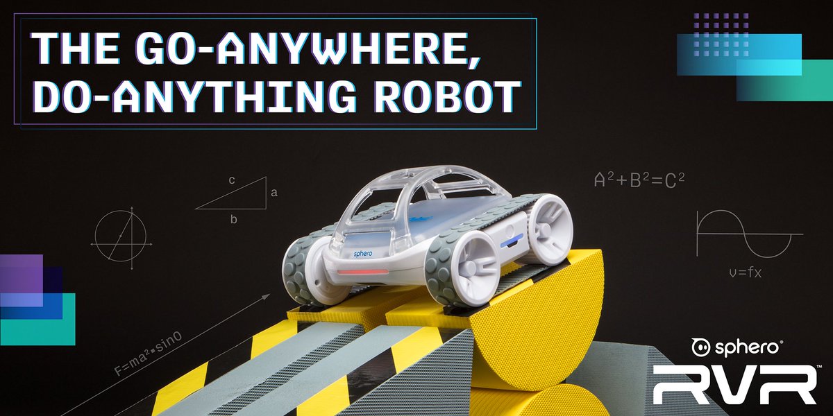 Sphero's tweet image. #SpheroRVR’s powerful motor, all-terrain treads and high torque give you the freedom to go faster and farther. We want you to build anything you want and then take it anywhere you want. Ready to #RVR? sphero.com/rvr