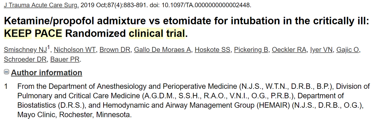 KEEP-PACE published. Preintubation Ketafol was not superior to etomidate in terms of MAP change; no statistical difference in the use of new-onset vasoactive agents or difficulty of intubation between groups. #KEEPPACE 

Details in an upcoming tweet meet!

insights.ovid.com/crossref?an=01…
