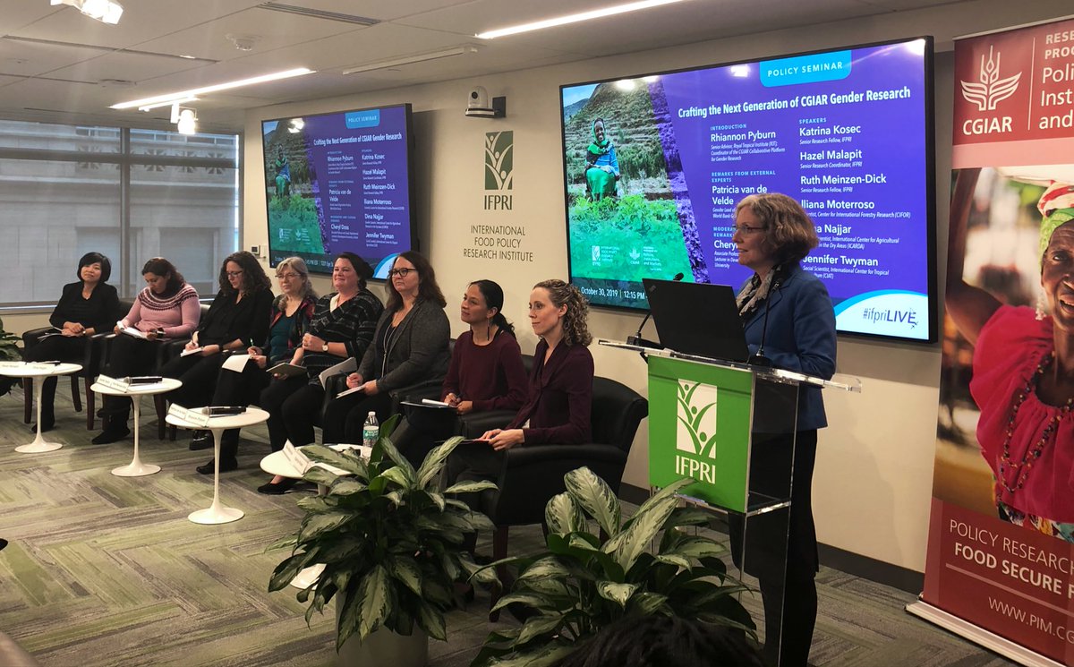 An illustrious panel for the Q&amp;A at the “Crafting the Next Generation of <a href="/CGIAR/">CGIAR</a> #gender research” seminar @ifpri now: w/ @Cheryl_Doss <a href="/Ruth_Meinzen_D/">Ruth Meinzen-Dick</a> <a href="/kkosec/">Katrina Kosec</a> <a href="/IlianaMonterros/">Iliana Monterroso</a> <a href="/r_pyburn/">Rhiannon Pyburn</a> <a href="/HMalapit/">Dr Hazel Malapit (she/her)</a> and other colleagues not (yet) on Twitter) #PIM2019ETM <a href="/CGIARgender/">CGIAR GENDER</a>