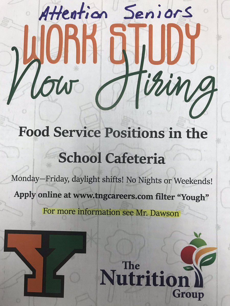 Seniors and those on Work Study — Looking for a part-time job with flexible hours here at school?  This is a great opportunity.  See Mr. Dawson for more information.