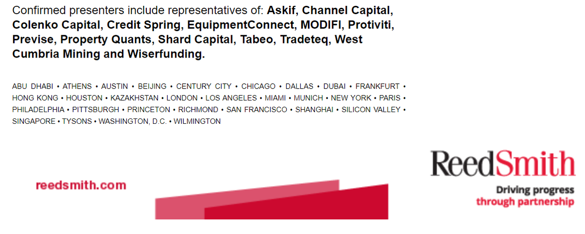 ColenkoFinance's tweet image. Colenko will be presenting at The Eight Alternative Finance Investor Roadshow with Reed Smith on November 29th. Contact us if you'd like to attend. #privatedebt