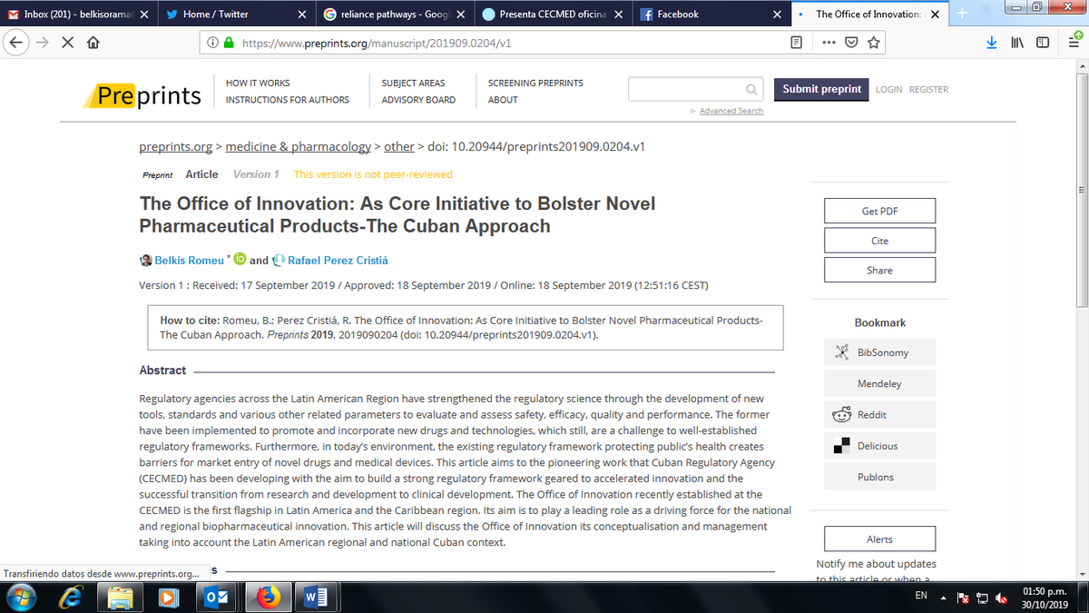 Cuban Regulatory Agency @cubacecmed established the Office of Innovation first flagship in Latin America and the Caribbean Region #HealthForAll #SaludParaTodos #medicines strategic collaboration early dialogue with innovators, scientists