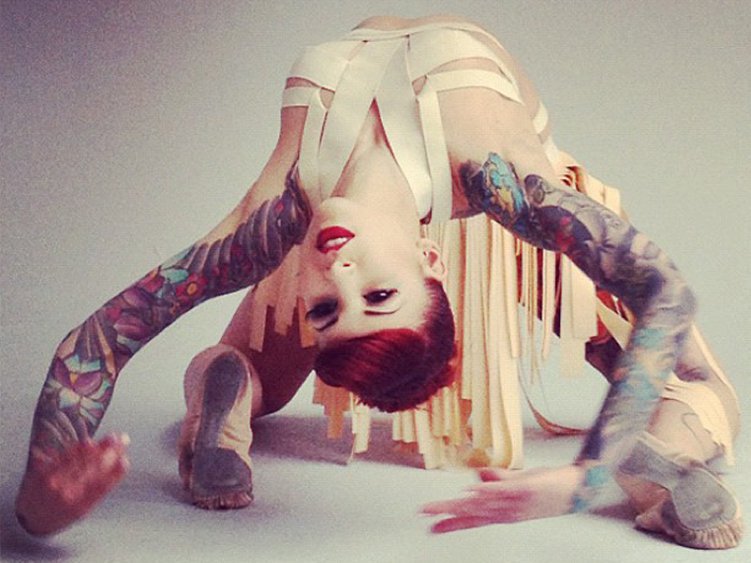 In 2012 acclaimed young designer <a href="/PhoebeEnglish/">Phoebe English</a> set up camp at SHOWstudio for two days, making one-off garments for dancer <a href="/LeahDebrincat/">Leah Debrincat</a>. An exploration of the interplay between clothing, body and movement, the entire process was streamed live: showstudio.com/projects/selli…