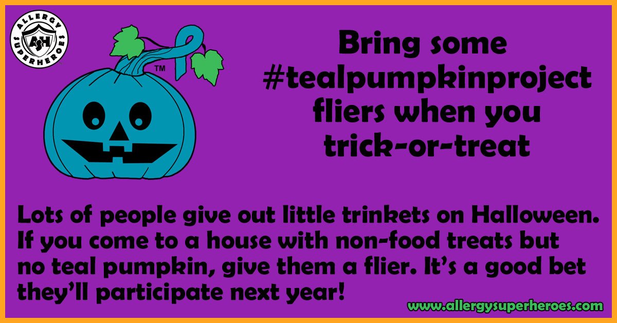 allergyheroes's tweet photo. You can spread the #TealPumpkinProject to people who are likely to participate, all while you're out trick-or-treating! #TealorTreat
#Halloween #FoodAllergy #FoodAllergies #TealPumpkin #TealPumpkins #TrickOrTreat #KeepItTeal #TealGhost #NonFoodHalloween https://t.co/cBSIItmghd