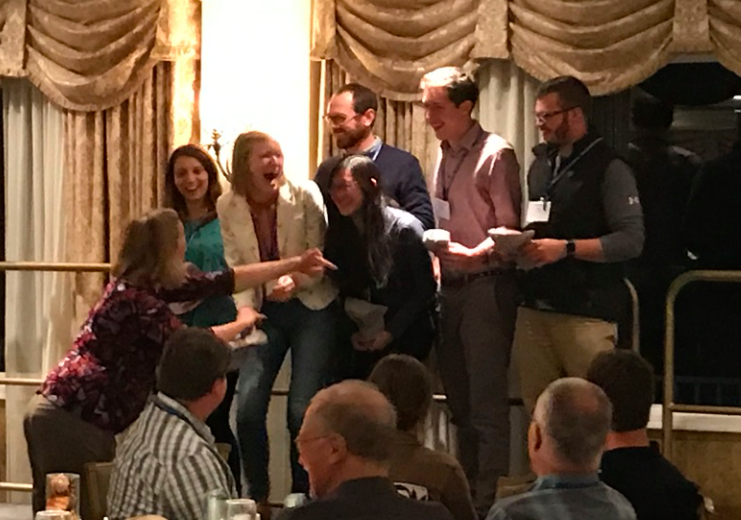 Seiurus's tweet photo. Presentation awards for posters and contributed talks at the #AFOWOS19. They look happy! Also, big thanks to @DrAngelaT and @jameson_f_chace for coordinating presentations judges.
#ornithology #scicomm #mentoring https://t.co/w82fRqT4Yh
