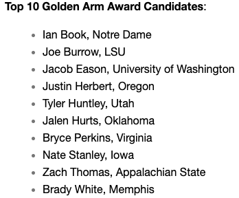 Matt_Fortuna's tweet photo. Notre Dame QB Ian Book is one of 10 finalists for the Johnny Unitas Golden Award https://t.co/sOgvYgzw5S