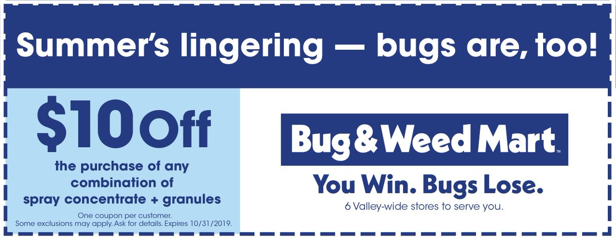 BugWeedMarts's tweet photo. DON'T MISS OUT on these savings!! Receive $10 off when you buy any combination of spray concentrate and granules! #AZPestControl #AZBugs #HalloweenSeason https://t.co/KP6DZRzW9S