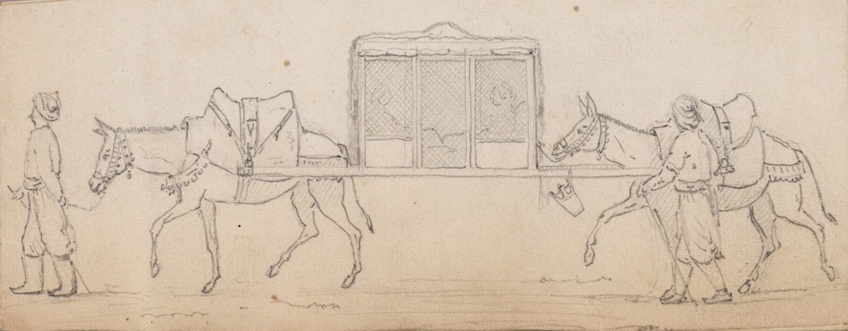 Tahtırevan (deve, at vb. binek hayvanlarına yüklenerek götürülen, üstü örtülü ve bir oda biçiminde ki bir tür taşıt) özellikle bayan ve bebekli seyahatlerde tercih edilen ulaşım aracı. TOKAT 1860 yılı H.j.v.Lennep