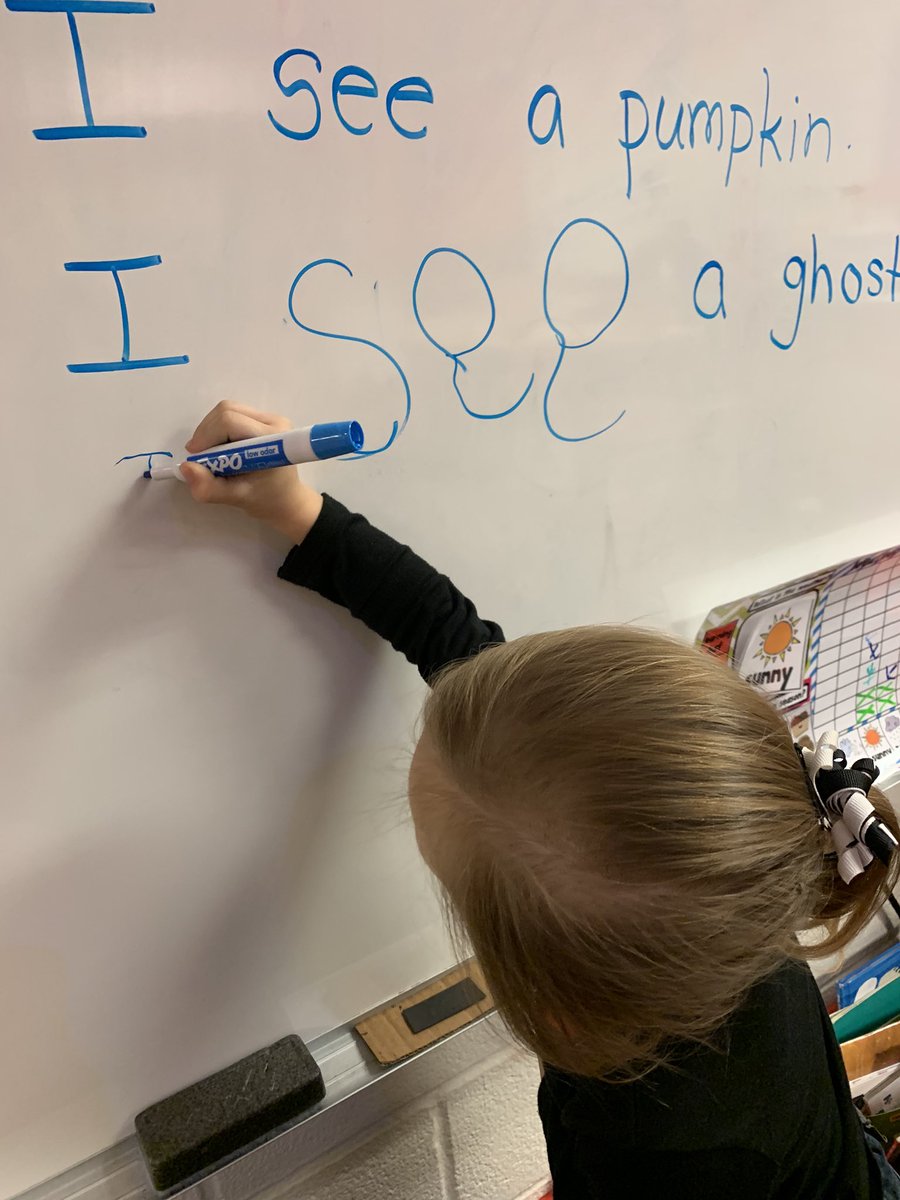 Today we tried sharing the pen for the first time during message! Pre-K friends did a great job helping me create the message and add the words or punctuation that I was missing! @emmakdoub @wcpsmd