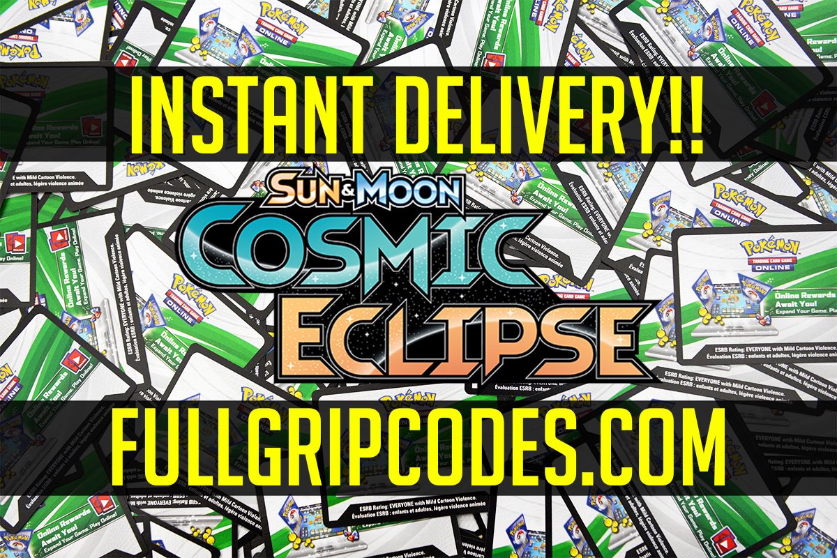 Cosmic Eclipse PTCGO Codes are now available for instant delivery on fullgripcodes.com!! Make sure to get your codes loaded for the set drop tomorrow! I'll be streaming Cosmic Eclipse content all day tomorrow! Hope to see you there on twitch.tv/trickygym!