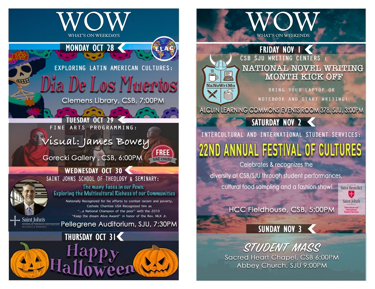 csbsjuSALD's tweet image. Looking for some great events this Halloweekend? Check out what&apos;s happening on campus 🎃👻